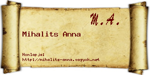 Mihalits Anna névjegykártya